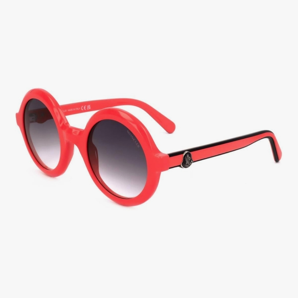 Moncler Red Black Round Womens Sunglasses